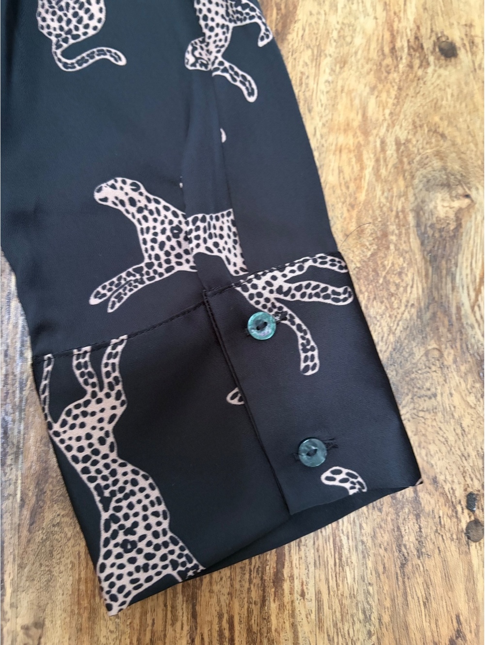 Aqua Women's Black Long Sleeve Button-Up Shirt with Leopard Print, Size M - Picture 8 of 8
